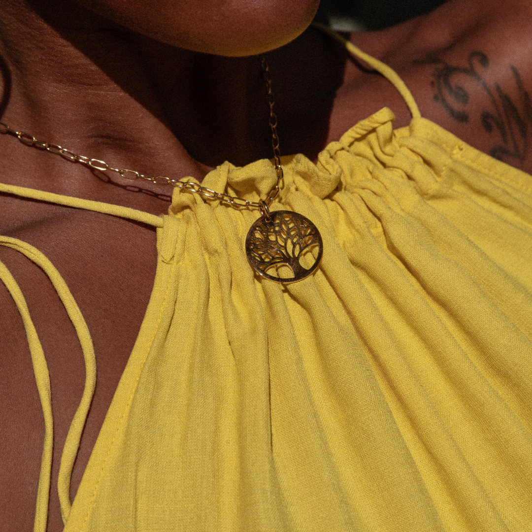 COLLIER AMBRE - COLLECTION ARBRE DE VIE DORÉ